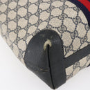 GUCCI GG Supreme Sherry Line Tote Bag PVC Navy Red Auth ep12033-16