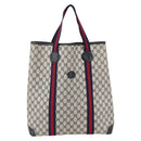 GUCCI GG Supreme Sherry Line Tote Bag PVC Navy Red Auth ep12033-13