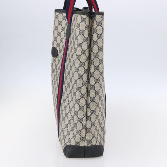 GUCCI GG Supreme Sherry Line Tote Bag PVC Navy Red Auth ep12033