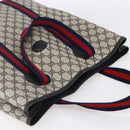 GUCCI GG Supreme Sherry Line Tote Bag PVC Navy Red Auth ep12033-6
