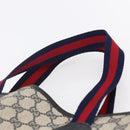 GUCCI GG Supreme Sherry Line Tote Bag PVC Navy Red Auth ep12033-8