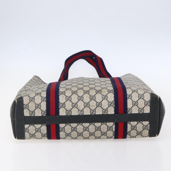 GUCCI GG Supreme Sherry Line Tote Bag PVC Navy Red Auth ep12033