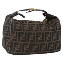 FENDI Zucca Canvas Vanity Hand Bag Black Brown gold Auth ep12035-1