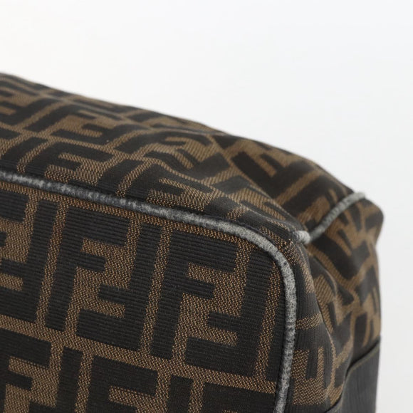 FENDI Zucca Canvas Vanity Hand Bag Black Brown gold Auth ep12035