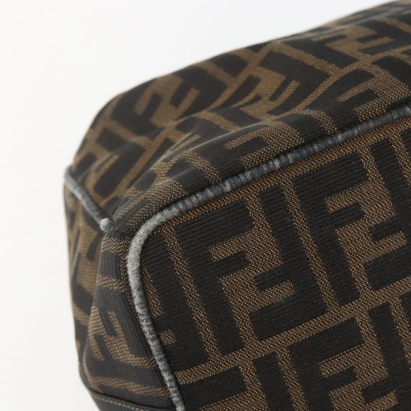 FENDI Zucca Canvas Vanity Hand Bag Black Brown gold Auth ep12035