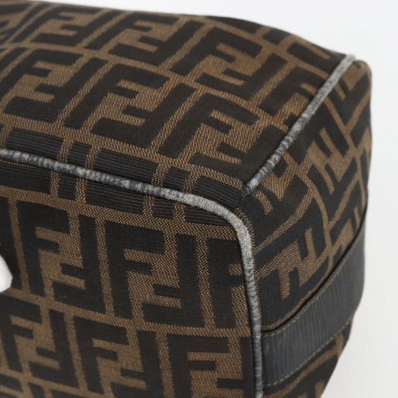 FENDI Zucca Canvas Vanity Hand Bag Black Brown gold Auth ep12035