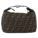 FENDI Zucca Canvas Vanity Hand Bag Black Brown gold Auth ep12035-13