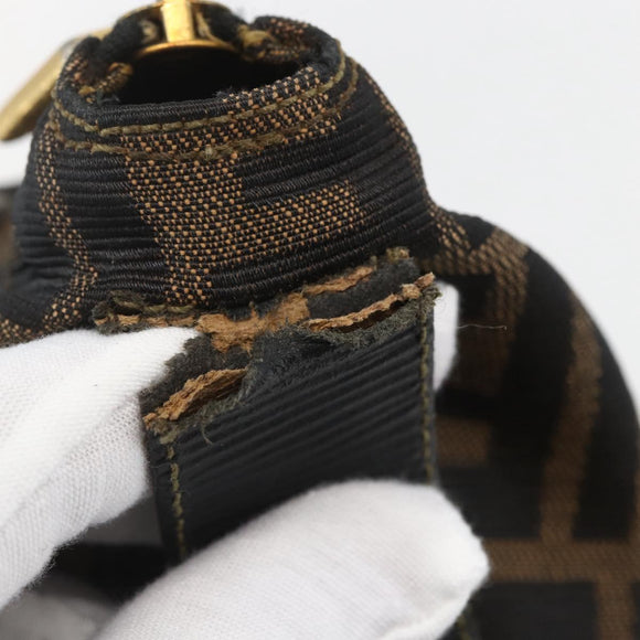 FENDI Zucca Canvas Vanity Hand Bag Black Brown gold Auth ep12035