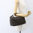 FENDI Zucca Canvas Vanity Hand Bag Black Brown gold Auth ep12035-24