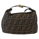 FENDI Zucca Canvas Vanity Hand Bag Black Brown gold Auth ep12035-2