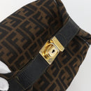FENDI Zucca Canvas Vanity Hand Bag Black Brown gold Auth ep12035-6