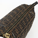 FENDI Zucca Canvas Vanity Hand Bag Black Brown gold Auth ep12035-8