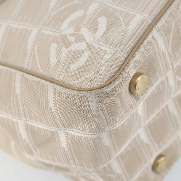 CHANEL New Travel Line Tote Bag Nylon Beige Gold CC Auth ep12037