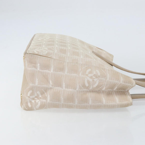 CHANEL New Travel Line Tote Bag Nylon Beige Gold CC Auth ep12037