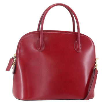 CELINE Hand Bag Leather 2way Red Gold Auth ep12038