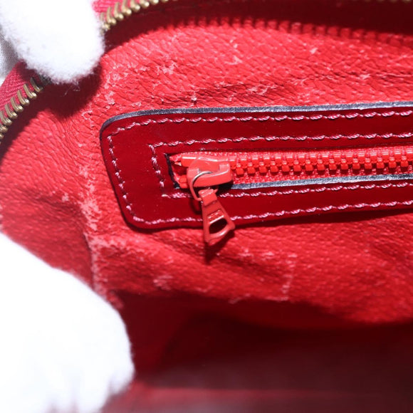 CELINE Hand Bag Leather 2way Red Gold Auth ep12038