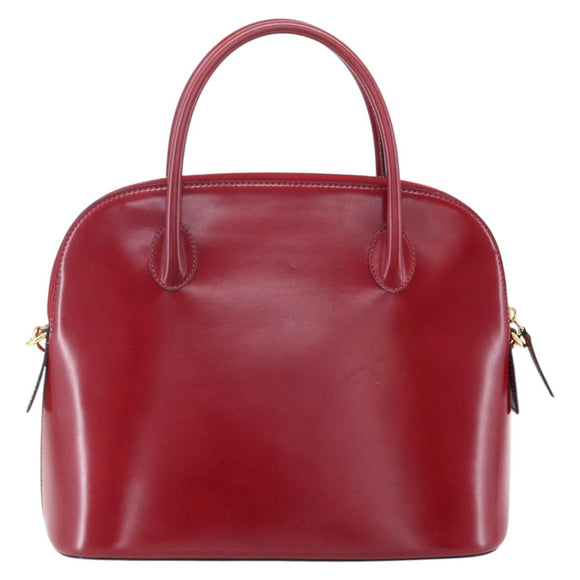 CELINE Hand Bag Leather 2way Red Gold Auth ep12038