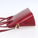 CELINE Hand Bag Leather 2way Red Gold Auth ep12038-4