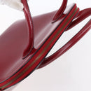 CELINE Hand Bag Leather 2way Red Gold Auth ep12038-6