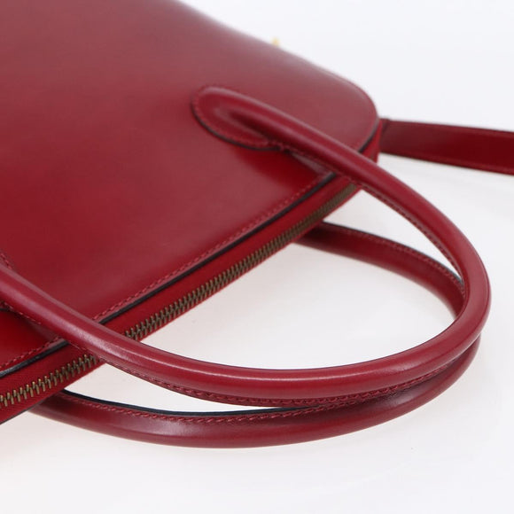 CELINE Hand Bag Leather 2way Red Gold Auth ep12038