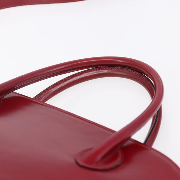 CELINE Hand Bag Leather 2way Red Gold Auth ep12038