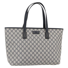 GUCCI GG Supreme Tote Bag PVC Navy Silver 211137 Auth ep12040
