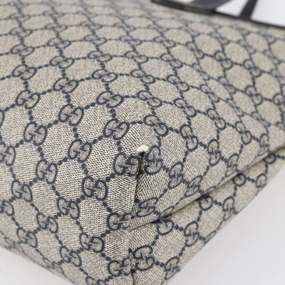 GUCCI GG Supreme Tote Bag PVC Navy Silver 211137 Auth ep12040