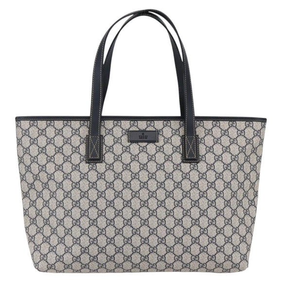 GUCCI GG Supreme Tote Bag PVC Navy Silver 211137 Auth ep12040