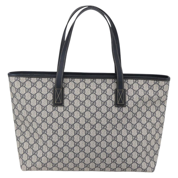 GUCCI GG Supreme Tote Bag PVC Navy Silver 211137 Auth ep12040