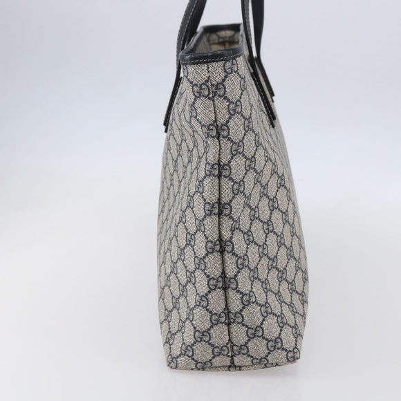 GUCCI GG Supreme Tote Bag PVC Navy Silver 211137 Auth ep12040