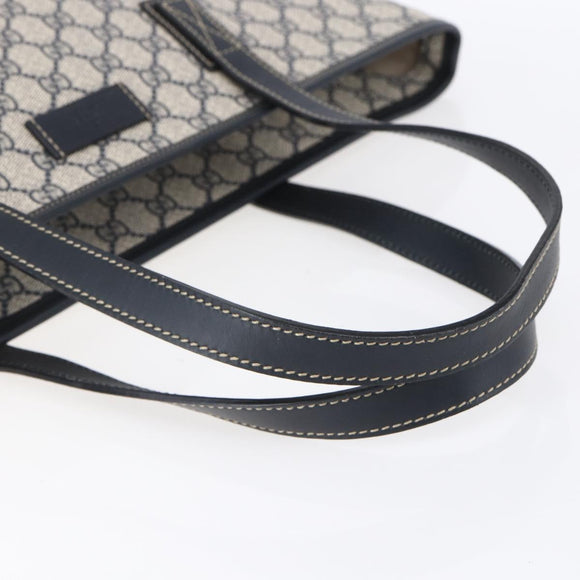 GUCCI GG Supreme Tote Bag PVC Navy Silver 211137 Auth ep12040