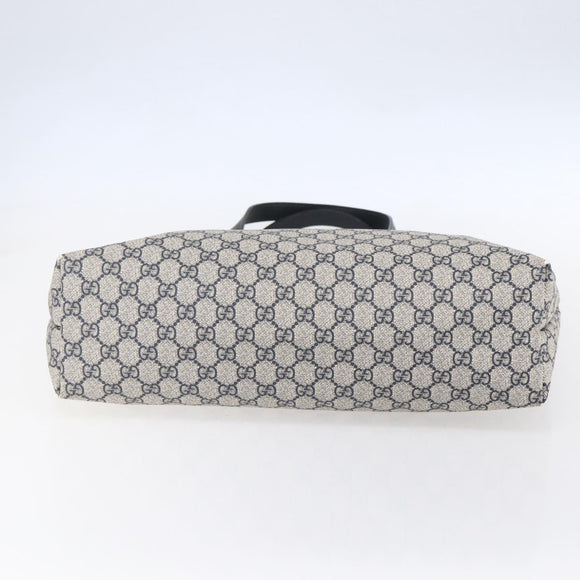 GUCCI GG Supreme Tote Bag PVC Navy Silver 211137 Auth ep12040
