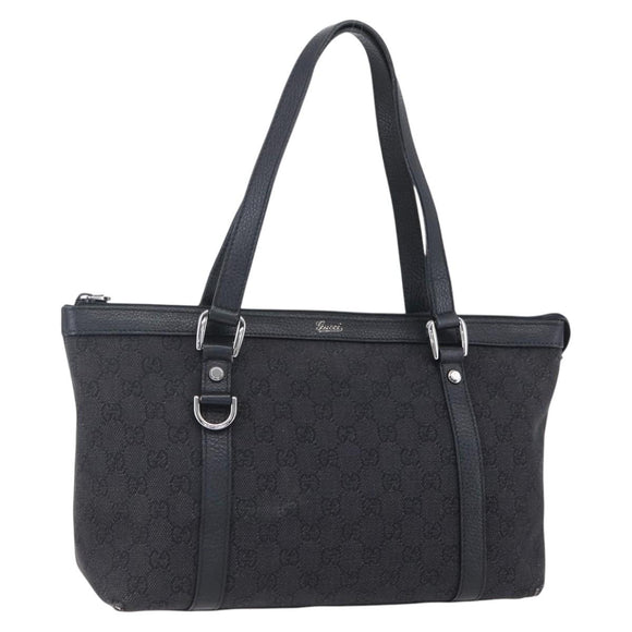 GUCCI GG Canvas Abbey Tote Bag Outlet Black Silver 268640 Auth ep12041