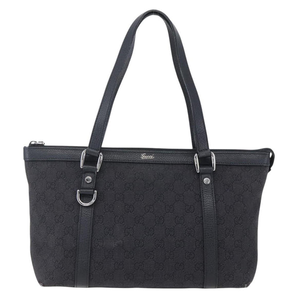 GUCCI GG Canvas Abbey Tote Bag Outlet Black Silver 268640 Auth ep12041