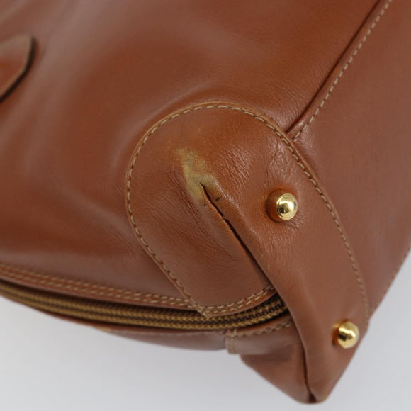 GUCCI Bamboo Hand Bag Leather Brown Gold Auth ep12042