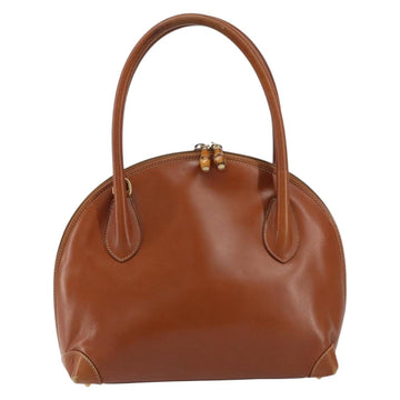 GUCCI Bamboo Hand Bag Leather Brown Gold Auth ep12042 - 0