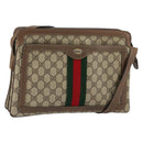 GUCCI GG Supreme Web Sherry Line Bag PVC Beige Gold 904 02 013 Auth ep12043-1