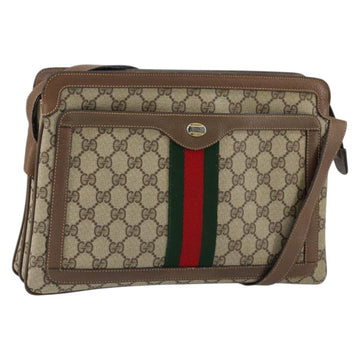 GUCCI GG Supreme Web Sherry Line Bag PVC Beige Gold 904 02 013 Auth ep12043