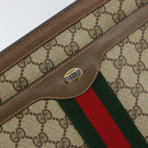 GUCCI GG Supreme Web Sherry Line Bag PVC Beige Gold 904 02 013 Auth ep12043