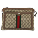 GUCCI GG Supreme Web Sherry Line Bag PVC Beige Gold 904 02 013 Auth ep12043-2