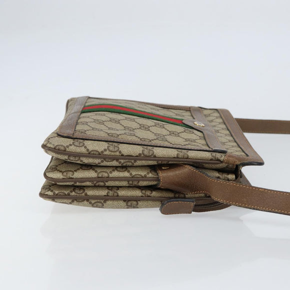 GUCCI GG Supreme Web Sherry Line Bag PVC Beige Gold 904 02 013 Auth ep12043