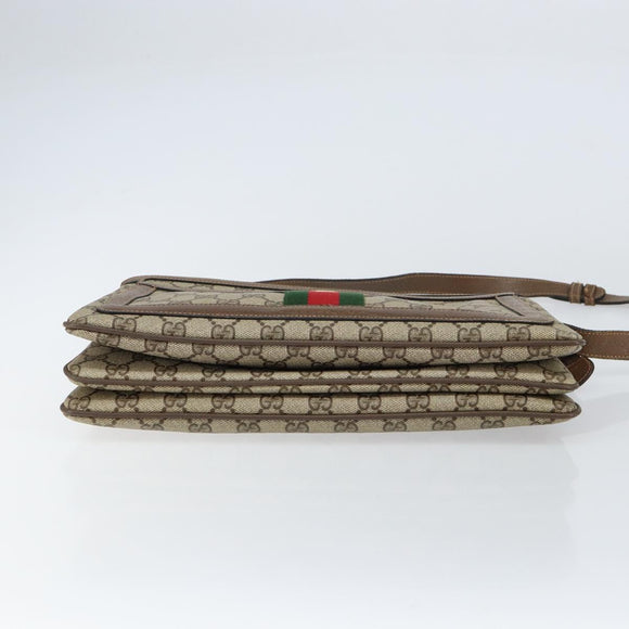 GUCCI GG Supreme Web Sherry Line Bag PVC Beige Gold 904 02 013 Auth ep12043