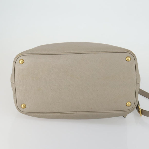 PRADA Hand Bag Leather 2way Gray Gold Auth ep12049