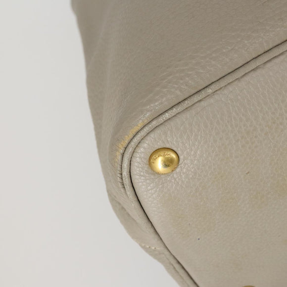 PRADA Hand Bag Leather 2way Gray Gold Auth ep12049