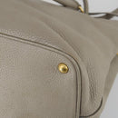 PRADA Hand Bag Leather 2way Gray Gold Auth ep12049-17