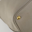 PRADA Hand Bag Leather 2way Gray Gold Auth ep12049-10
