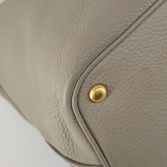 PRADA Hand Bag Leather 2way Gray Gold Auth ep12049