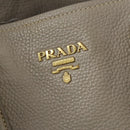 PRADA Hand Bag Leather 2way Gray Gold Auth ep12049-19