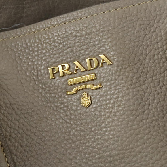 PRADA Hand Bag Leather 2way Gray Gold Auth ep12049