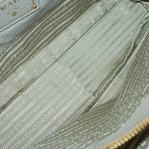 PRADA Hand Bag Leather 2way Gray Gold Auth ep12049